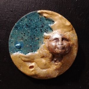 Fantasy Man In Moon Artisan Brooch